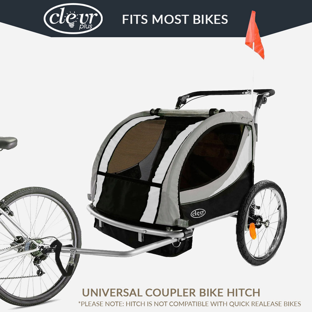 Deluxe Bike Trailer/Jogger/Stroller, Grey