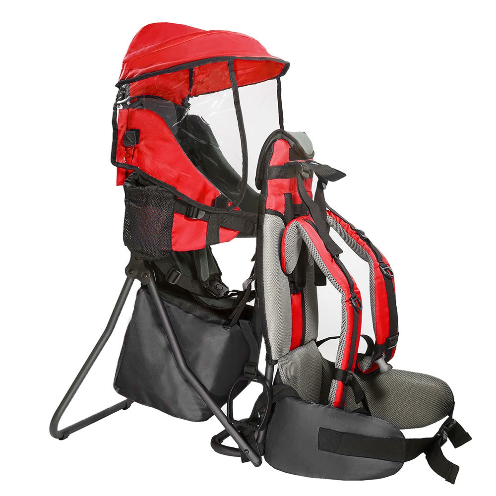 Clevr Baby Toddler Backpack Camping Hiking Child Kid Carrier with Shade Visor, Red