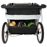 ClevrPlus Clevr Deluxe 3-in-1 Double Seat Bike Trailer Stroller Jogger for Child Kids, Grey (CL_CLP802608) - Alt Image 5