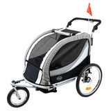 ClevrPlus Clevr Deluxe 3-in-1 Double Seat Bike Trailer Stroller Jogger for Child Kids, Grey (CL_CLP802608) - Main Image
