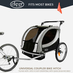 Clevr Deluxe 3-in-1 Double Seat Bike Trailer Stroller Jogger for Child Kids, Grey (CL_CLP802608) - Alt Image 1