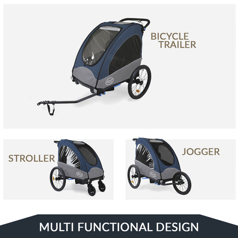 baby stroller bike attachment Venturer Bike Trailer/Jogger/Stroller, Midnight Blue