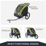ClevrPlus Venturer Double Bicycle Baby Kid Child Trailer Bike Jogger/Stroller Folding, Green (CL_CLP802613) - Alt Image 2