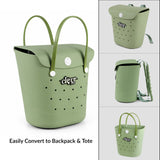 ClevrPlus Convertible Beach Tote Backpack, Green – Waterproof EVA Beach Bag with Removable Straps & Lid, Sandproof Rubber Beach Tote, Lightweight Pool Bag (CL_CLP807101) - Alt Image 2