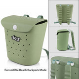 ClevrPlus Convertible Beach Tote Backpack, Green – Waterproof EVA Beach Bag with Removable Straps & Lid, Sandproof Rubber Beach Tote, Lightweight Pool Bag (CL_CLP807101) - Alt Image 3