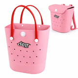ClevrPlus Convertible Beach Tote Backpack, Pink – Waterproof EVA Beach Bag with Removable Straps & Lid, Sandproof Rubber Beach Tote, Lightweight Pool Bag (CL_CLP807102) - Main Image