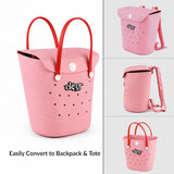ClevrPlus Convertible Beach Tote Backpack, Pink – Waterproof EVA Beach Bag with Removable Straps & Lid, Sandproof Rubber Beach Tote, Lightweight Pool Bag (CL_CLP807102) - Alt Image 2