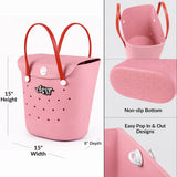 ClevrPlus Convertible Beach Tote Backpack, Pink – Waterproof EVA Beach Bag with Removable Straps & Lid, Sandproof Rubber Beach Tote, Lightweight Pool Bag (CL_CLP807102) - Alt Image 5
