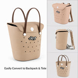 ClevrPlus Convertible Beach Tote Backpack, Brown – Waterproof EVA Beach Bag with Removable Straps & Lid, Sandproof Rubber Beach Tote, Lightweight Pool Bag (CL_CLP807103) - Alt Image 2