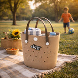 Convertible Beach Tote Backpack, Brown – Waterproof EVA Beach Bag with Removable Straps & Lid, Sandproof Rubber Beach Tote, Lightweight Pool Bag (CL_CLP807103) - Alt Image 1
