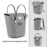 ClevrPlus Convertible Beach Tote Backpack, Grey – Waterproof EVA Beach Bag with Removable Straps & Lid, Sandproof Rubber Beach Tote, Lightweight Pool Bag (CL_CLP807104) - Alt Image 2
