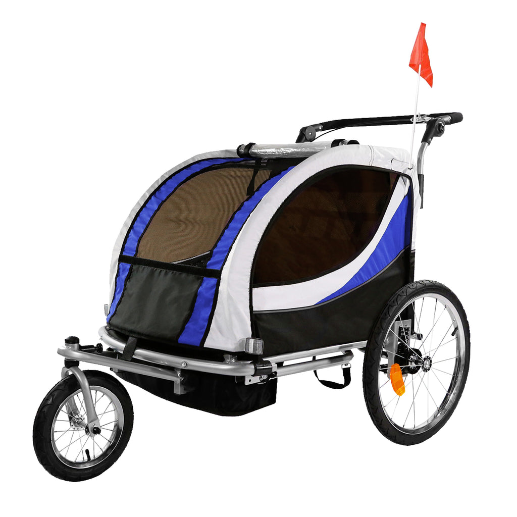 Deluxe Bike Trailer/Jogger/Stroller, Blue