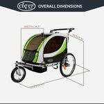 ClevrPlus Clevr Deluxe 3-in-1 Double Seat Bike Trailer Stroller Jogger for Child Kids, Green (CL_CLP802607) - Alt Image 5